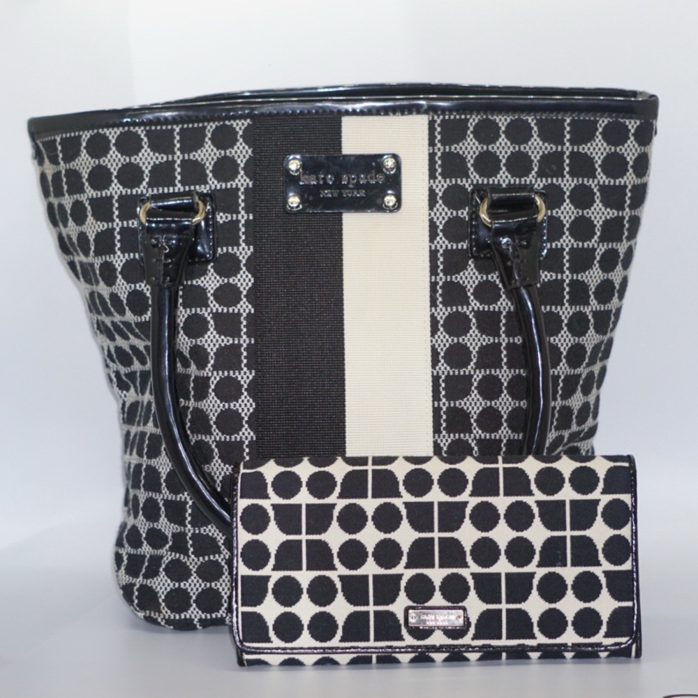 Kate Spade Wallet & Handbag Noel Daisy Stripe Black White